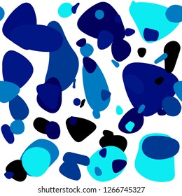 Dark BLUE vector seamless cover with spots. Glitter abstract illustration with blurred drops of rain. Design for wallpaper, fabric makers.