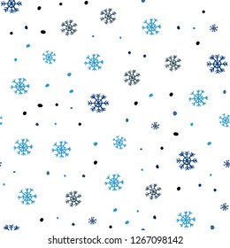 Dark BLUE vector seamless cover with beautiful snowflakes. Colorful snowflakes with gradient on abstract background. Trendy design for wallpaper, fabric makers.