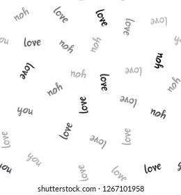 Dark BLUE vector seamless cover with quote LOVE YOU. Decorative illustration with words of love in abstract style. Design for textile, fabric, wallpapers.