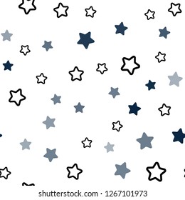 Dark BLUE vector seamless cover with small and big stars. Modern geometrical abstract illustration with stars. Pattern for trendy fabric, wallpapers.