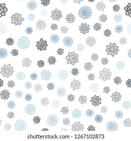 Dark BLUE vector seamless cover with beautiful snowflakes. Shining colored illustration with snow in christmas style. Design for textile, fabric, wallpapers.