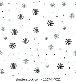 Dark BLUE vector seamless cover with beautiful snowflakes. Shining colorful illustration with snow on abstract template. Design for textile, fabric, wallpapers.