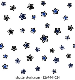 Dark BLUE vector seamless cover with small and big stars. Modern geometrical abstract illustration with stars. Design for textile, fabric, wallpapers.