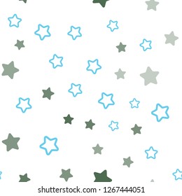 Dark BLUE vector seamless cover with small and big stars. Blurred decorative design in simple style with stars. Design for wallpaper, fabric makers.