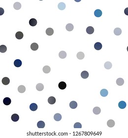 Dark BLUE vector seamless cover with spots. Illustration with set of shining colorful abstract circles. Completely new template for your brand book.