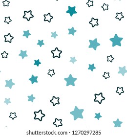 Dark BLUE vector seamless cover with small and big stars. Modern geometrical abstract illustration with stars. Pattern for design of fabric, wallpapers.