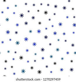 Dark BLUE vector seamless cover with beautiful snowflakes. Glitter abstract illustration with crystals of ice. Texture for window blinds, curtains.