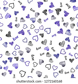 Dark BLUE vector seamless cover with quote LOVE YOU, hearts. Colorful illustration with quote LOVE YOU, hearts. Pattern for design of fabric, wallpapers.