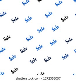 Dark BLUE vector seamless cover with symbols of sales. Gradient illustration with discount signs on white backdrop. Design for business ads, commercials.
