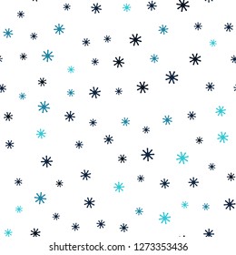 Dark BLUE vector seamless cover with beautiful snowflakes. Colorful snowflakes with gradient on abstract background. Pattern for design of fabric, wallpapers.