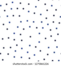 Dark BLUE vector seamless cover with beautiful snowflakes. Glitter abstract illustration with crystals of ice. Design for textile, fabric, wallpapers.