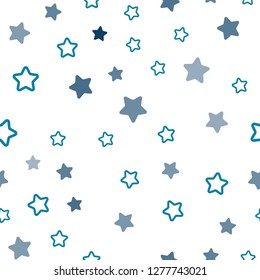 Dark BLUE vector seamless cover with small and big stars. Shining colored illustration with stars. Design for wallpaper, fabric makers.