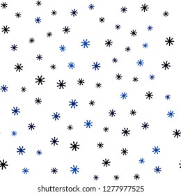 Dark BLUE vector seamless cover with beautiful snowflakes. Colorful snowflakes with gradient on abstract background. Pattern for design of fabric, wallpapers.