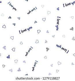 Dark BLUE vector seamless cover with Shining hearts. Glitter abstract illustration with colorful hearts in romantic style. Pattern can be used for valentine's ad, booklets.