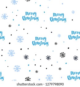 Dark BLUE vector seamless cover with beautiful snowflakes. Glitter abstract illustration with crystals of ice. Pattern for design of window blinds, curtains.