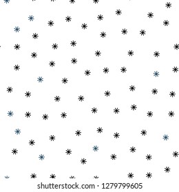 Dark BLUE vector seamless cover with beautiful snowflakes. Colorful decorative design in xmas style with snow. Design for textile, fabric, wallpapers.