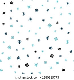 Dark BLUE vector seamless cover with beautiful snowflakes. Colorful snowflakes with gradient on abstract background. Design for wallpaper, fabric makers.