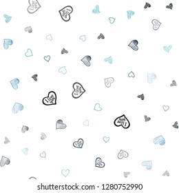 Dark BLUE vector seamless cover with Shining hearts. Blurred decorative design in doodle style with hearts. Beautiful design for your business advert of anniversary.