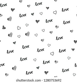 Dark BLUE vector seamless cover with quote LOVE YOU, hearts. Illustration with phrase LOVE YOU, hearts for valentine's day. Design for wallpaper, fabric makers.