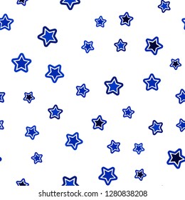 Dark BLUE vector seamless cover with small and big stars. Stars on blurred abstract background with gradient. Design for wallpaper, fabric makers.