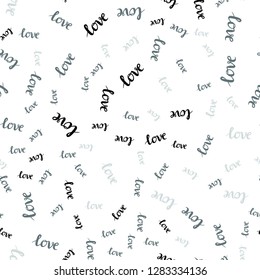 Dark BLUE vector seamless cover with quote LOVE YOU. Decorative illustration with words of love in abstract style. Pattern for trendy fabric, wallpapers.