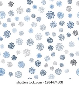 Dark BLUE vector seamless cover with beautiful snowflakes. Modern geometrical abstract illustration with crystals of ice. Pattern for design of fabric, wallpapers.