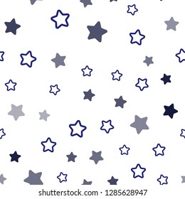 Dark BLUE vector seamless cover with small and big stars. Shining colored illustration with stars. Design for textile, fabric, wallpapers.
