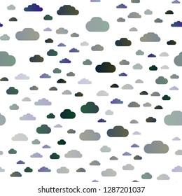 Dark BLUE vector seamless cover with clouds. Illustration in abstract style with colorful clouds. Pattern for trendy fabric, wallpapers.