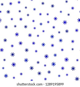 Dark BLUE vector seamless cover with beautiful snowflakes. Glitter abstract illustration with crystals of ice. Design for wallpaper, fabric makers.