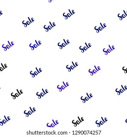 Dark BLUE vector seamless cover with symbols of sales. Illustration with signs of sales on abstract template. Backdrop for mega promotions, discounts.