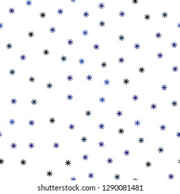 Dark BLUE vector seamless cover with beautiful snowflakes. Glitter abstract illustration with crystals of ice. Design for textile, fabric, wallpapers.