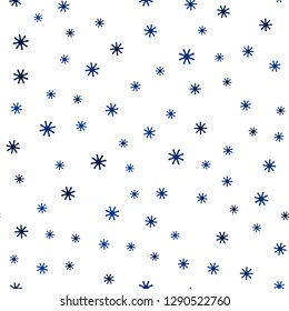 Dark BLUE vector seamless cover with beautiful snowflakes. Modern geometrical abstract illustration with snowflakes. Pattern for design of fabric, wallpapers.