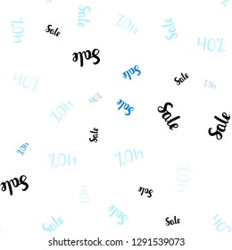 Dark BLUE vector seamless cover with symbols of 40 % sales. Abstract illustration with colorful gradient symbols of sales. Backdrop for super sales on Black Friday.
