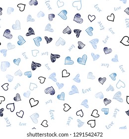 Dark BLUE vector seamless cover with quote LOVE YOU, hearts. Colorful illustration with quote LOVE YOU, hearts. Design for wallpaper, fabric makers.