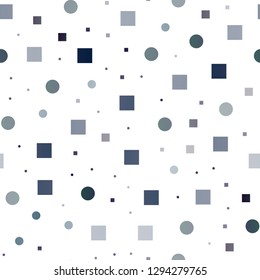 Dark BLUE vector seamless cover with circles, cubes. Decorative design in abstract style with circles, rectangles. Pattern for trendy fabric, wallpapers.