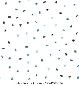 Dark BLUE vector seamless cover with beautiful snowflakes. Shining colorful illustration with snow on abstract template. Pattern for design of fabric, wallpapers.