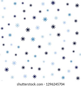 Dark BLUE vector seamless cover with beautiful snowflakes. Modern geometrical abstract illustration with snowflakes. Design for wallpaper, fabric makers.