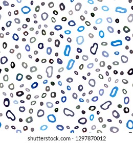 Dark BLUE vector seamless cover with circles. Modern abstract illustration with colorful water drops. Pattern for design of window blinds, curtains.