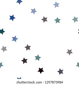 Dark BLUE vector seamless cover with small and big stars. Stars on blurred abstract background with gradient. The template can be used as a background.