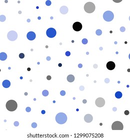 Dark BLUE vector seamless cover with spots. Beautiful colored illustration with blurred circles in nature style. Pattern for trendy fabric, wallpapers.