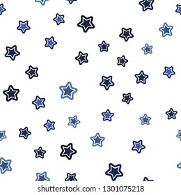 Dark BLUE vector seamless cover with small and big stars. Decorative shining illustration with stars on abstract template. Design for wallpaper, fabric makers.