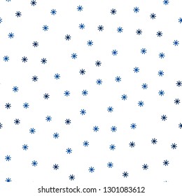 Dark BLUE vector seamless cover with beautiful snowflakes. Colorful decorative design in xmas style with snow. Design for wallpaper, fabric makers.