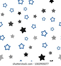 Dark BLUE vector seamless cover with small and big stars. Decorative shining illustration with stars on abstract template. Pattern for design of fabric, wallpapers.