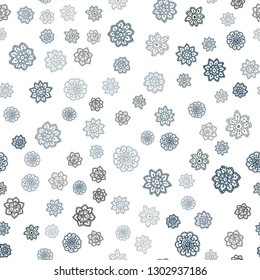 Dark BLUE vector seamless cover with beautiful snowflakes. Glitter abstract illustration with crystals of ice. Trendy design for wallpaper, fabric makers.