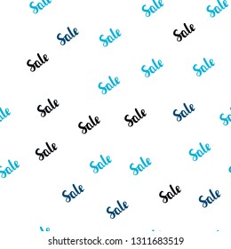 Dark BLUE vector seamless cover with symbols of sales. Abstract illustration with colorful gradient symbols of sales. Template for season sales, shopping ads.