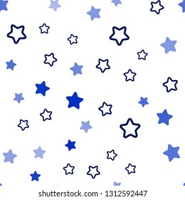 Dark BLUE vector seamless cover with small and big stars. Shining colored illustration with stars. Texture for window blinds, curtains.