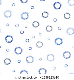 Dark BLUE vector seamless cover with spots. Illustration with set of shining colorful abstract circles. Completely new template for your brand book.