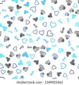 Dark BLUE vector seamless cover with quote LOVE YOU, hearts. Romantic illustration with colorful phrase LOVE YOU, hearts. Design for wallpaper, fabric makers.