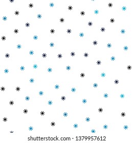 Dark BLUE vector seamless cover with beautiful snowflakes. Colorful snowflakes with gradient on abstract background. Texture for window blinds, curtains.
