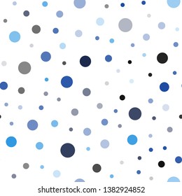 Dark BLUE vector seamless cover with spots. Blurred decorative design in abstract style with bubbles. Pattern for design of window blinds, curtains.